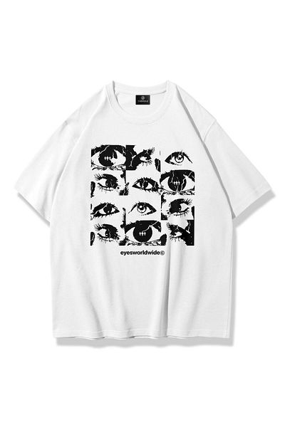 Trendiz Μπλουζάκι Unisex Λευκό "Eyes World Wide".