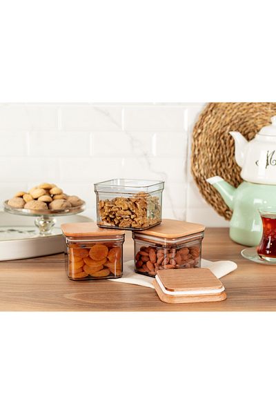 Madame Coco Kaviera 500ml Storage Container with Wooden Lid Set of 3