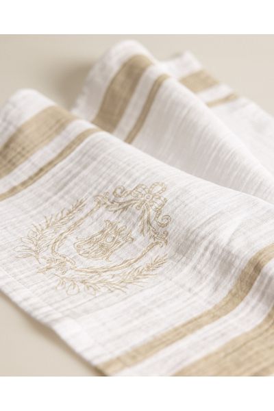Madame Coco White/Beige Trept Muslin Drying Cloth
