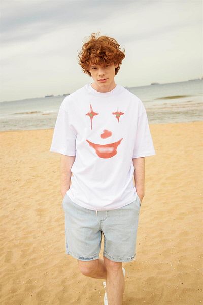 Trendiz Unisex Fun Clown Tshirt Λευκό