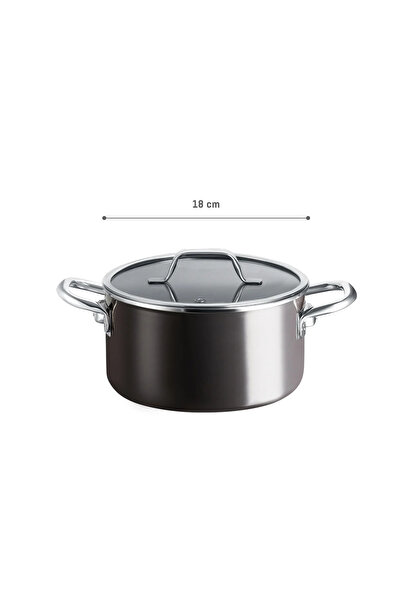 Madame Coco Titanium Enamel Deep Pot - Anthracite - 18 cm