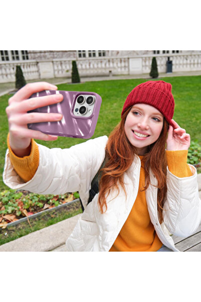 KVK PRİVACY iPhone 14 Pro Max Compatible Case Luxury Shiny Electroplated Shockproof Soft Cover Rose Pink