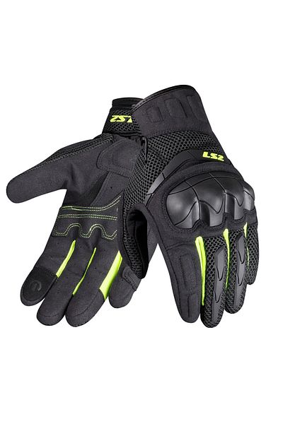 LS2 Summer Gloves Kubra Black Anthracite Neon Yellow