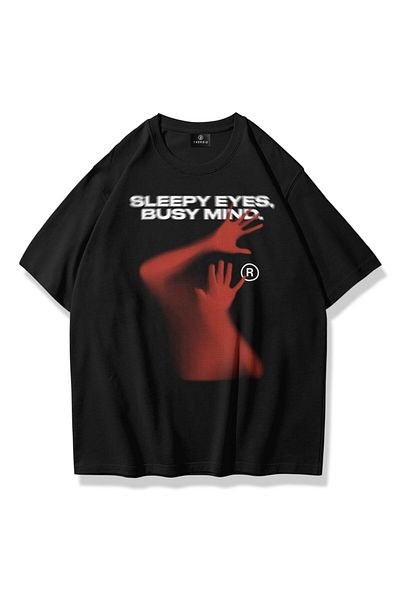 Trendiz Unisex Tshirt Sleepy Eyes Μαύρο