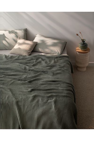 Madame Coco Beatrice Single Bedspread - 100% Cotton Khaki