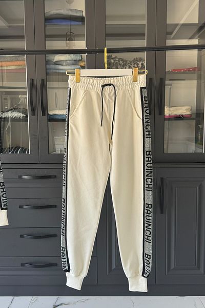 Posh Chic Stone Side Stripe Tracksuit Set - Elegant and Modern Style