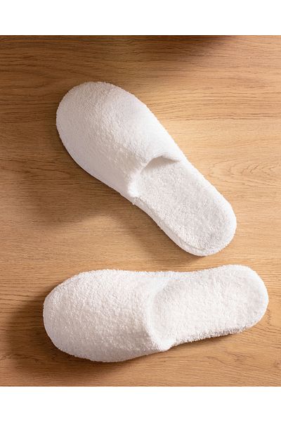 Madame Coco Coralie White 100% Cotton Towel Slippers