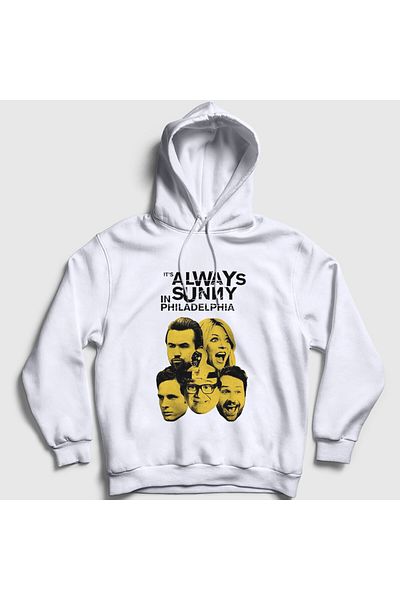 Presmono Unisex Λευκό φούτερ με κουκούλα "Always Sunny" Philadelphia - 489718 ττ