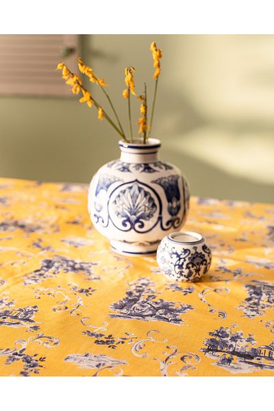 Madame Coco Nora PVC Tablecloth - Yellow/Blue - 140x200 cm