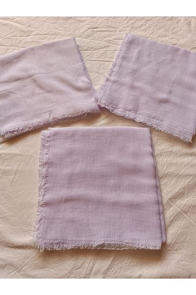 KVSHOME Hijab 3-Piece Same Color Flared Cotton Writing Scarf 100X100Cm