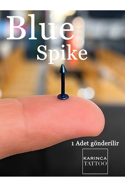 Karınca Piercing Blue Color Spike Pointed Tip Trend Ear Lip Cartilage Helix Conch Tragus Piercing (NEARLY TATTOO)