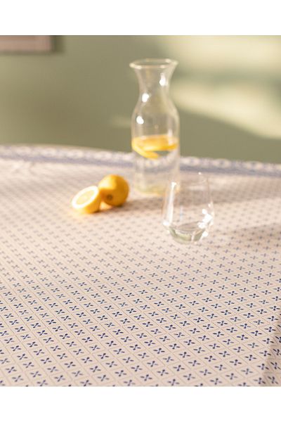Madame Coco Fata de masa PVC Alb/Albastru Agnes - 140x200 cm
