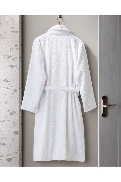 Madame Coco Halat de baie unisex din jacquard Bernay - 100% bumbac, alb, colecție naturală
