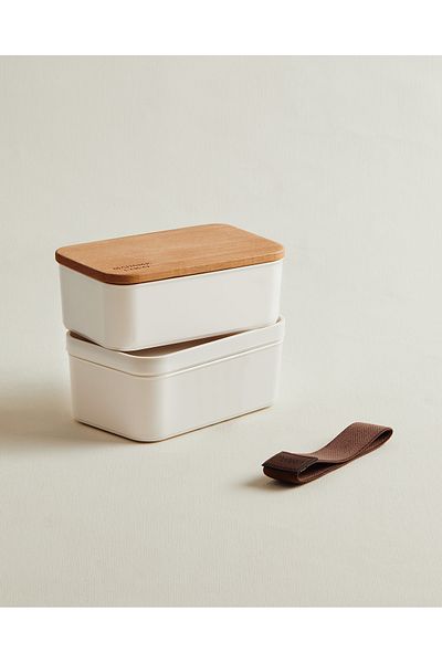 Madame Coco Margot 500ml Lunch Box with Wooden Lid, Pack of 2