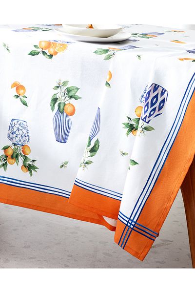 Madame Coco Rhone 150x200 cm Tablecloth - Orange/blue