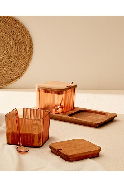 Madame Coco Amber 2-Piece Spice Rack Set with Wooden Lid