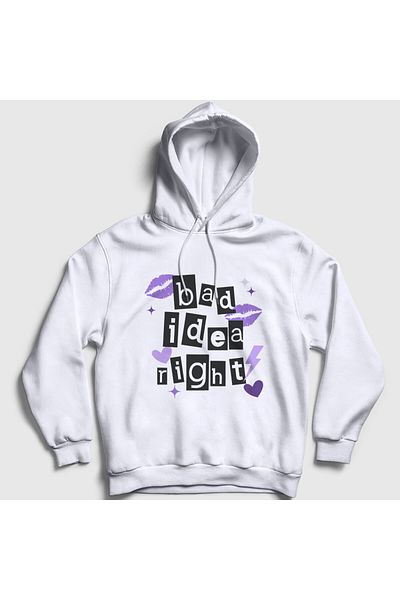 Presmono Unisex Olivia Rodrigo Λευκό φούτερ με κουκούλα - Κακή ιδέα δεξιά 484150 ττ