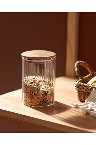 Madame Coco Lunel Optikli Silindir Cam Kavanoz - 1000ML - Küçük Boy