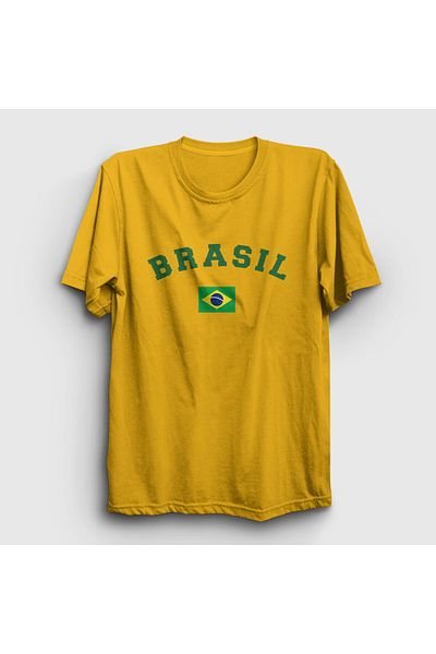 Presmono Жълта унисекс тениска Brasil Brazil - бразилско знаме 479493tt