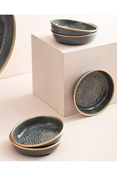 Madame Coco Rosalie 6 Piece Plate Set - Anthracite