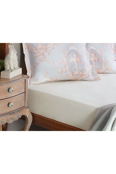 Madame Coco Manon King Size Plus - 100% Cotton Ranforce Ecru Bed Sheet