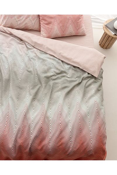 Madame Coco Σετ Παπλωματοθήκης Navarre Cotton King Size - Μπεζ/κοραλί