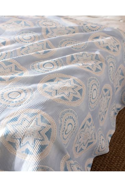 Madame Coco Set piqué Orva Double 100% bumbac cu imprimeu Karde - Albastru/Bej