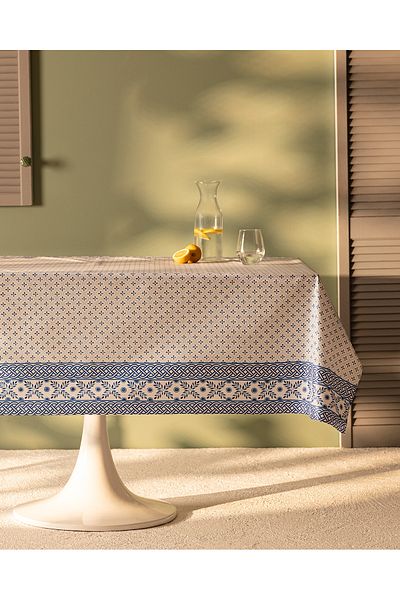 Madame Coco Fata de masa PVC Alb/Albastru Agnes - 140x200 cm