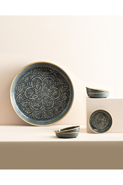 Madame Coco Rosalie 6 Piece Plate Set - Anthracite