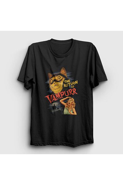 Presmono Vampurr Vampire Unisex Δώρο T-Shirt με Γάτα - Μαύρο 483048 ττ