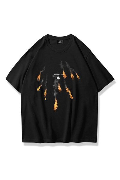 Trendiz Μαύρο μπλουζάκι Unisex Fireball
