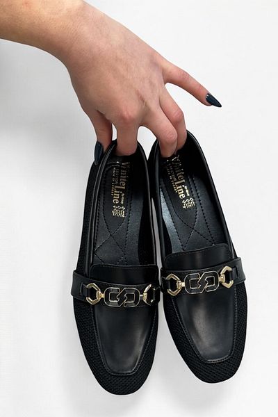 Y&D Shoes Balerini de damă cu cataramă neagră pantofi casual