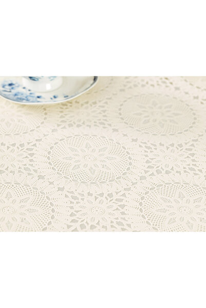 Madame Coco Anita PVC Tablecloth - Ecru/ecru