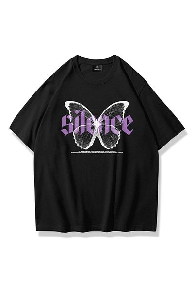 Trendiz Μαύρο μπλουζάκι Unisex Silence Butterfly