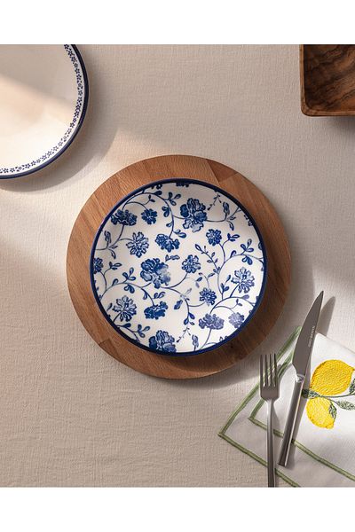 Madame Coco Rêve Bleu Fleur - 19 cm Wide Cake Plate