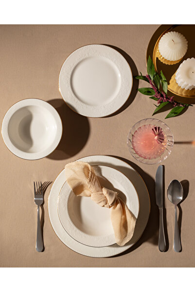 Madame Coco Relief 6 Kişilik 24 Parça Yemek Takımı Gold/platin