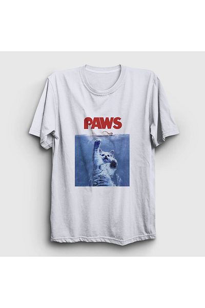 Presmono Μπλουζάκι Unisex White Paws Jaws Ταινία αστεία γάτα γάτα 481380 tt