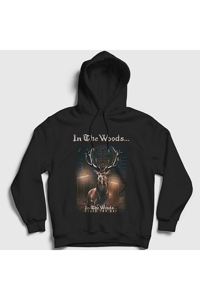Presmono Черен унисекс суитшърт с качулка - Cease The Day In The Woods 479961tt