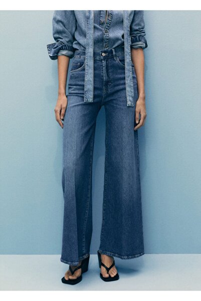 MANGO Woman Yüksek belli Wideleg jean