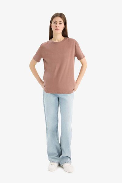 DeFacto Regular Fit Crew Neck Basic Plain Combed Cotton Short Sleeve T-Shirt W9584Az25Sp