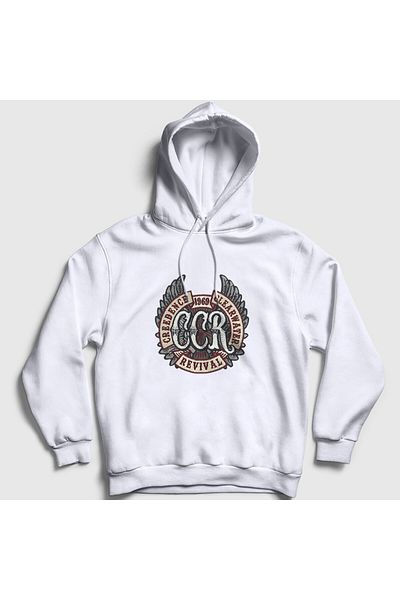 Presmono Φούτερ Creedence Clearwater Revival Unisex με λευκή κουκούλα - 489630 ττ