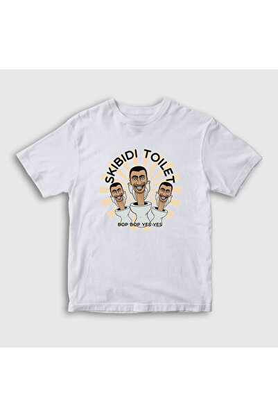 Presmono Beli unisex dečiji toalet T-shirt - Bop Bop Da Da Skibidi 479788tt