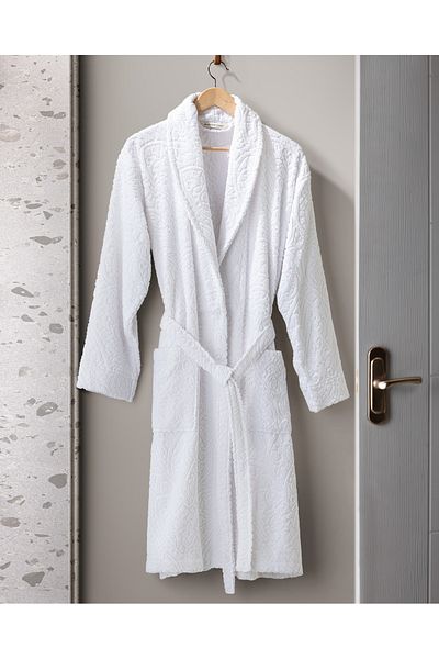 Madame Coco Halat de baie unisex din jacquard Bernay - 100% bumbac, alb, colecție naturală