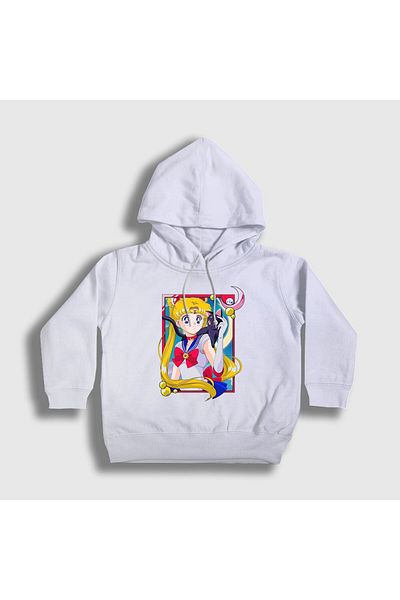 Presmono Λευκό φούτερ Serena Usagi Sailor Moon με κουκούλα - Unisex Kids 487498 ττ