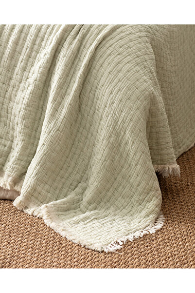 Madame Coco Grania Khaki Cotton Double Bedspread