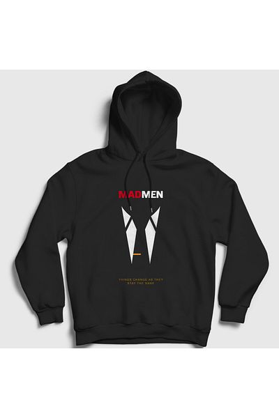 Presmono Things Change Dizi Mad Men Unisex Μαύρο φούτερ με κουκούλα - 477937 ττ