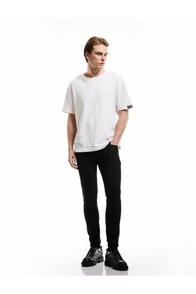 Koton Βαμβακερή Skinny Fit - Michael Jean Μαύρο Ανδρικό Jean Παντελόνι 5sam40058nd