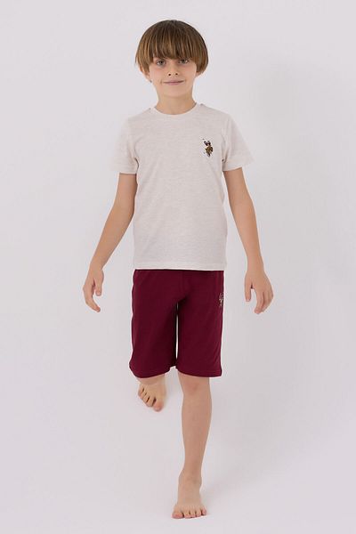 U.S. Polo Assn. طقم برمودا كريمي للأولاد من U.S. Polo Assn.