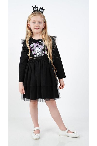 Buse&Eylül Bebe Kuromi Black Tulle Detailed Girl's Dress