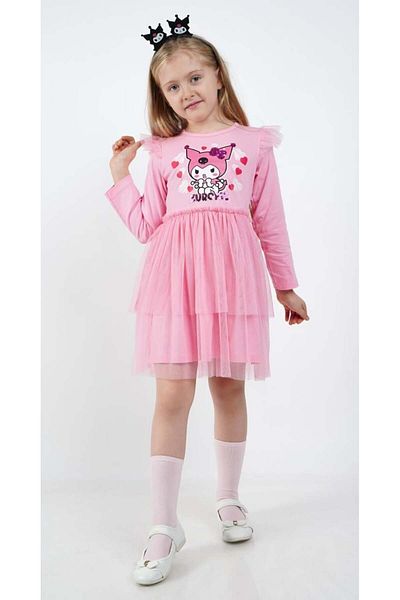Buse&Eylül Bebe Kuromi Pink Tulle Detailed Girl's Dress